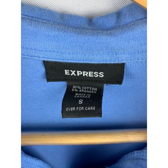 Express Blue Long Sleeve Polo Shirt S - Picture 3 of 4